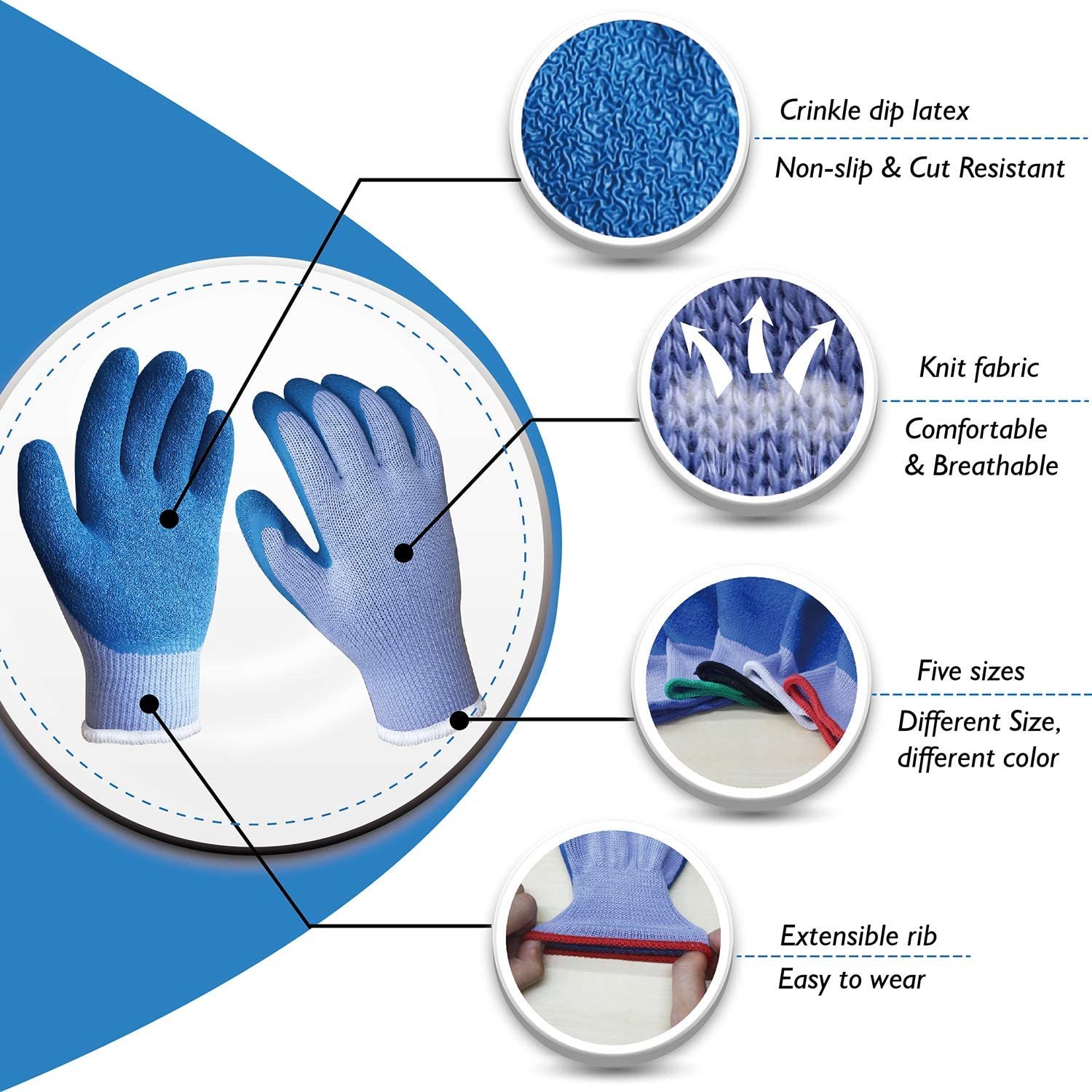Evridwear 12 Pairs PU Coated Work Gloves Ultra-Thin Anti-Slip Latex-Free Safety Glove for Men & Women Light Duty Work